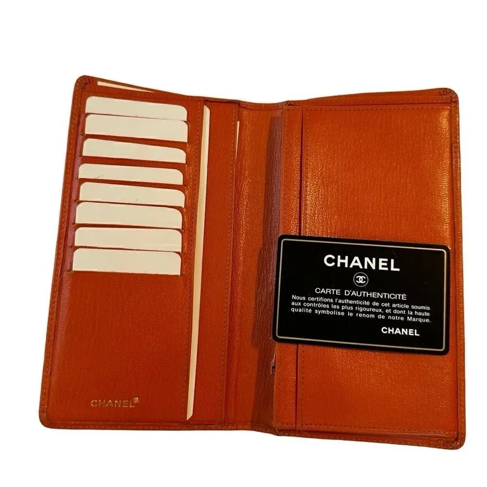 Chanel orange leather wallet